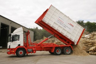 Waste wood material is unloaded at Timberpak's new wood recycling facility in Washington, near Sunderland